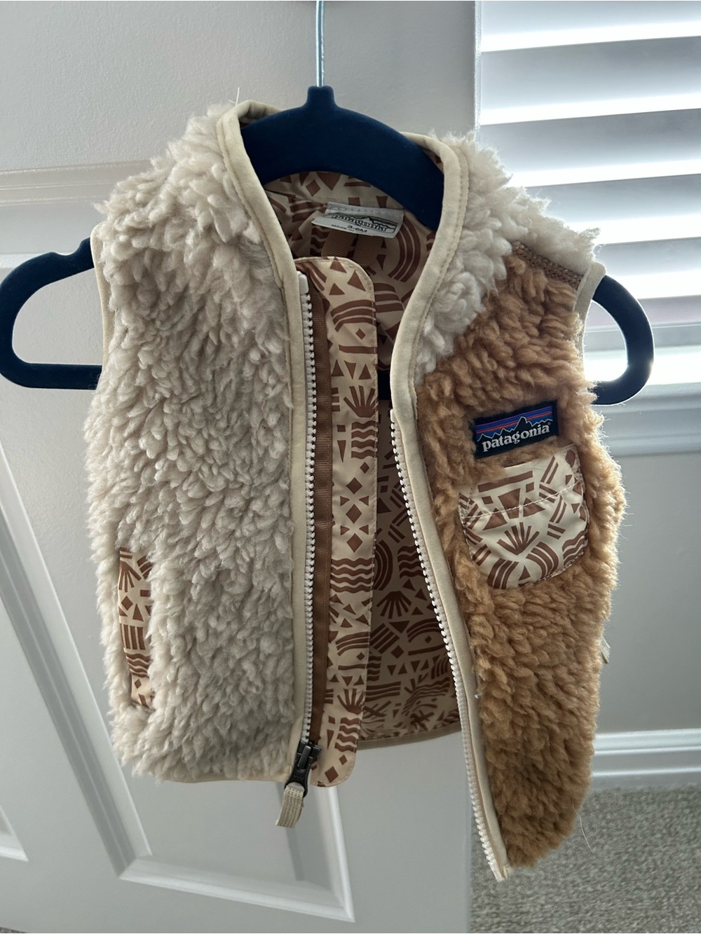 Patagonia Cream and Brown Sherpa Baby Jacket